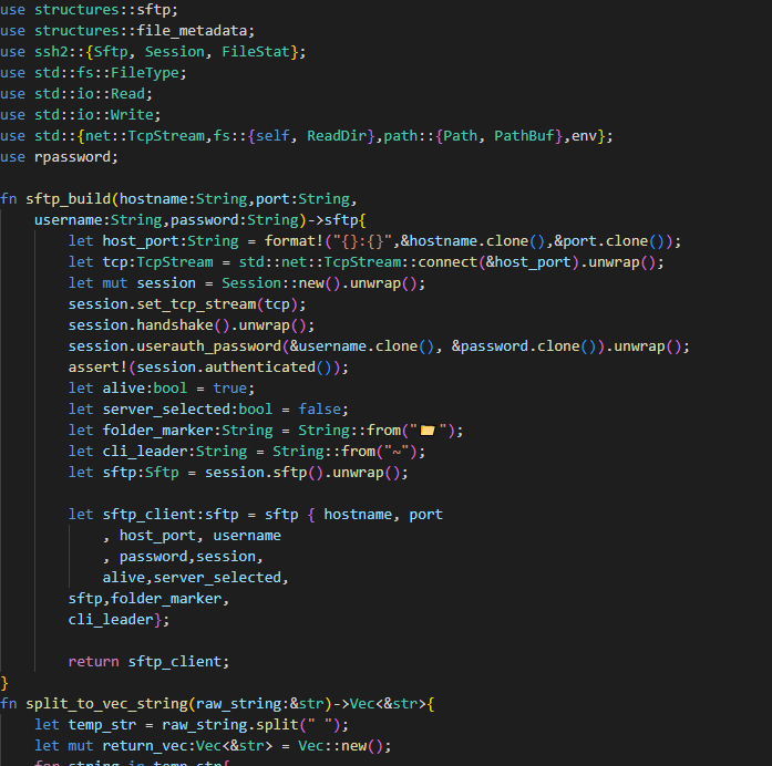 code snipet from cli